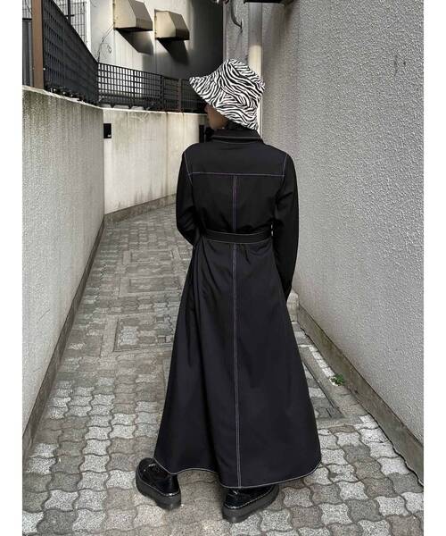 jouetie(ジュエティ)の「【低身長サイズあり】アシメステッチシャツワンピース(ワンピース・レディース・オフホワイト/ブラック/グリーン・MEDIUM/SMALL)」の9枚目の写真