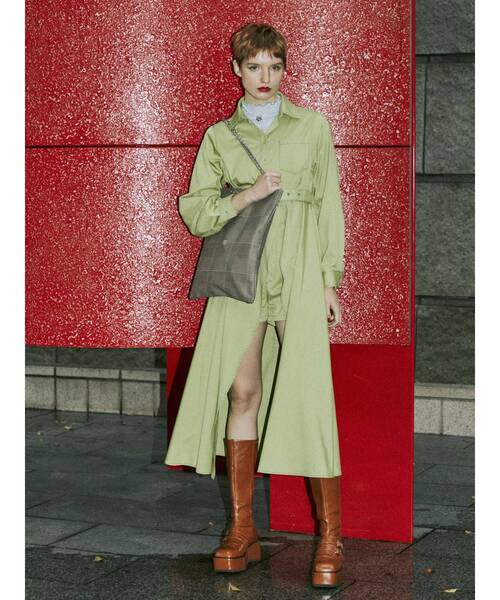 jouetie(ジュエティ)の「【低身長サイズあり】アシメステッチシャツワンピース(ワンピース・レディース・オフホワイト/ブラック/グリーン・MEDIUM/SMALL)」の17枚目の写真