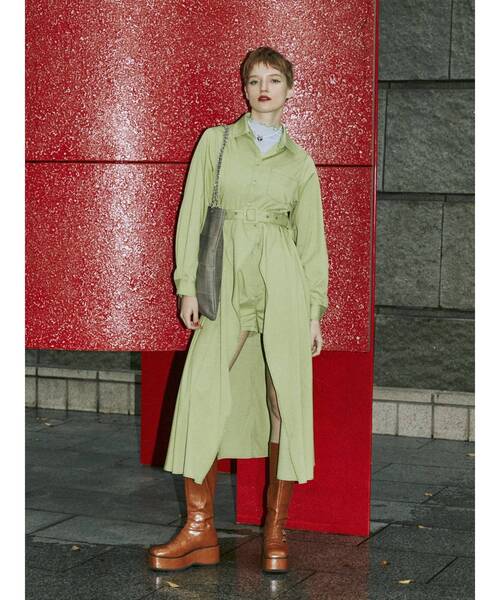 jouetie(ジュエティ)の「【低身長サイズあり】アシメステッチシャツワンピース(ワンピース・レディース・オフホワイト/ブラック/グリーン・MEDIUM/SMALL)」の13枚目の写真