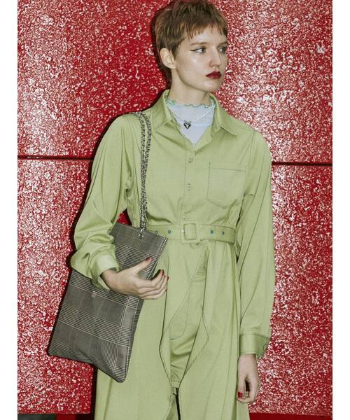 jouetie(ジュエティ)の「【低身長サイズあり】アシメステッチシャツワンピース(ワンピース・レディース・オフホワイト/ブラック/グリーン・MEDIUM/SMALL)」の10枚目の写真