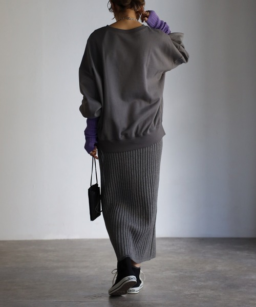 Bonjour Sagan（ボンジュールサガン）の「リブニットタイトスカート（スカート・レディース・ライトベージュ/チャコールグレー/ブラウン・FREE）」の8枚目の写真