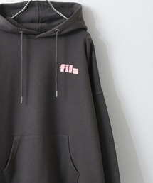 【別注】 【FILA】 ビッグシルエット ドロップショルダー ワンポイント ロゴ 刺繍 / プリント 裏毛 スウェット パーカー
