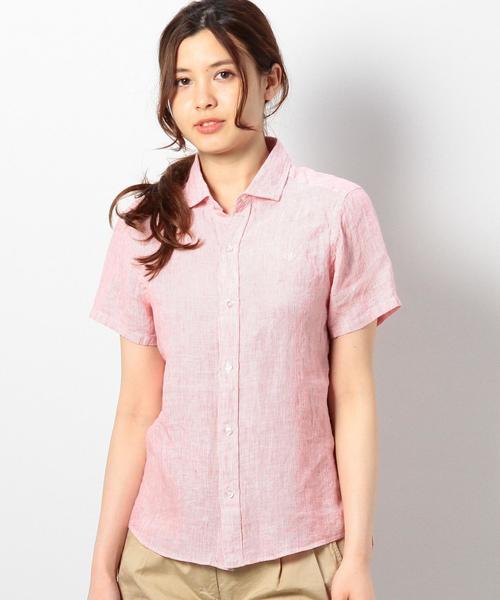 coen（コーエン）の「ヨーロピアンリネン半袖シャツ（シャツ/ブラウス・レディース・コバルトブルー/ホワイト/レッド/ダークグリーン・LARGE/MEDIUM）」の4枚目の写真