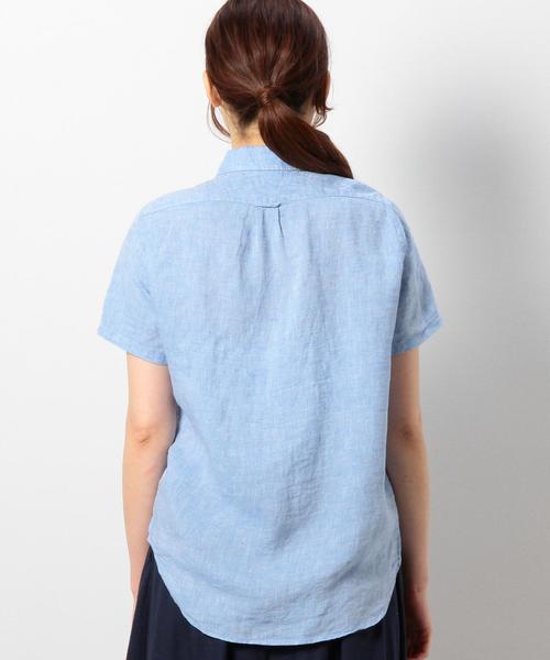 coen（コーエン）の「ヨーロピアンリネン半袖シャツ（シャツ/ブラウス・レディース・コバルトブルー/ホワイト/レッド/ダークグリーン・LARGE/MEDIUM）」の17枚目の写真