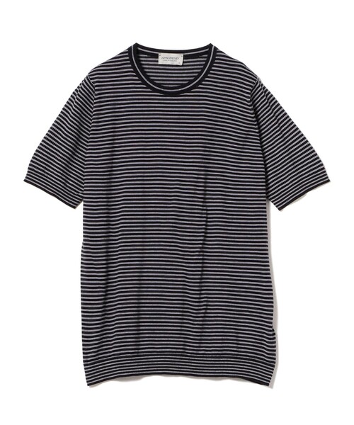 JOHN SMEDLEY（ジョンスメドレー）の「JOHN SMEDLEY × BEAMS F / 別注 コットン ボーダー クルーネックニットTシャツ（Tシャツ/カットソー・メンズ・ブラック系その他/グレー系その他/ライトブラウン/ダークブラウン/ネイビー・S/L/M）」の5枚目の写真