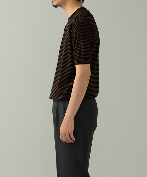 JOHN SMEDLEY（ジョンスメドレー）の「JOHN SMEDLEY × BEAMS F / 別注 コットン ボーダー クルーネックニットTシャツ（Tシャツ/カットソー・メンズ・ブラック系その他/グレー系その他/ライトブラウン/ダークブラウン/ネイビー・S/L/M）」の13枚目の写真