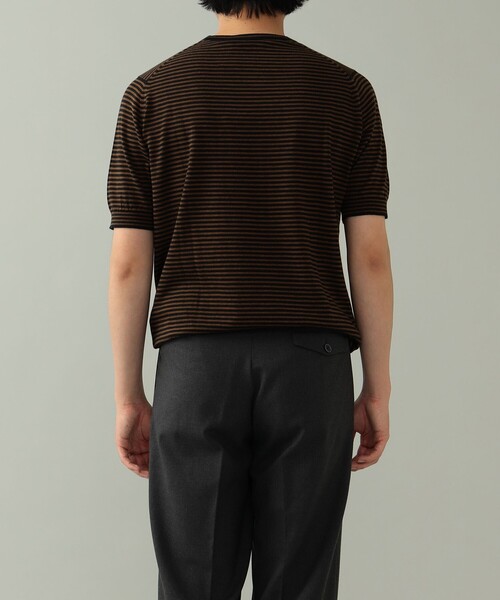 JOHN SMEDLEY（ジョンスメドレー）の「JOHN SMEDLEY × BEAMS F / 別注 コットン ボーダー クルーネックニットTシャツ（Tシャツ/カットソー・メンズ・ブラック系その他/グレー系その他/ライトブラウン/ダークブラウン/ネイビー・S/L/M）」の14枚目の写真