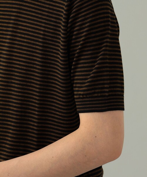 JOHN SMEDLEY（ジョンスメドレー）の「JOHN SMEDLEY × BEAMS F / 別注 コットン ボーダー クルーネックニットTシャツ（Tシャツ/カットソー・メンズ・ブラック系その他/グレー系その他/ライトブラウン/ダークブラウン/ネイビー・S/L/M）」の16枚目の写真