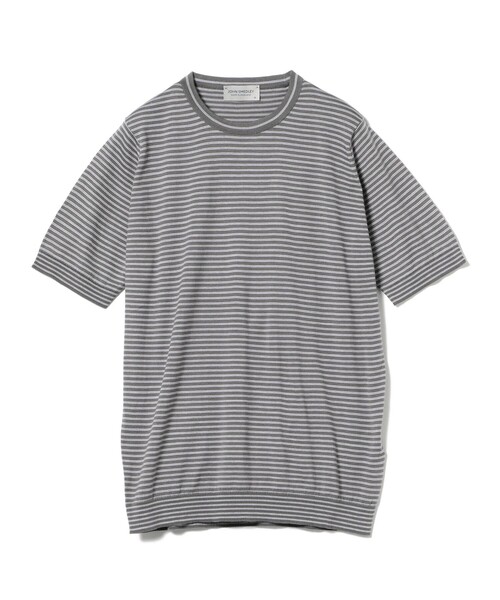 JOHN SMEDLEY（ジョンスメドレー）の「JOHN SMEDLEY × BEAMS F / 別注 コットン ボーダー クルーネックニットTシャツ（Tシャツ/カットソー・メンズ・ブラック系その他/グレー系その他/ライトブラウン/ダークブラウン/ネイビー・S/L/M）」の19枚目の写真