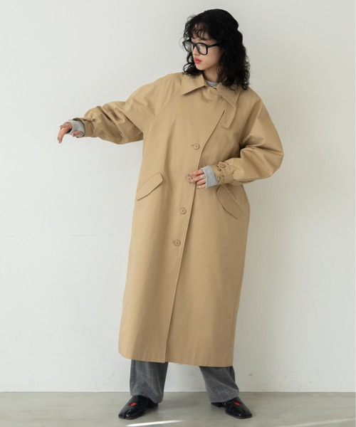 VACANCY（ヴァカンシー）の「ラウンドスリーブトレンチコート（トレンチコート・レディース・チャコールグレー/ベージュ・FREE）」の4枚目の写真