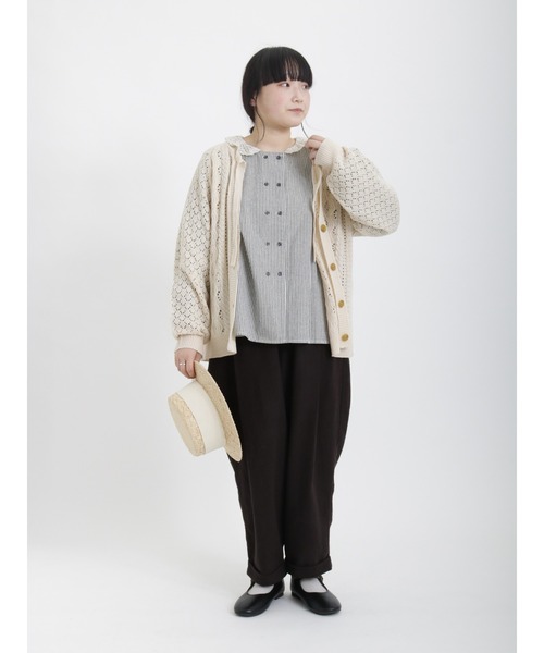 Samansa Mos2（サマンサ モスモス）の「柄編み前後2WAYリボンニット（カーディガン/ボレロ・レディース・チャコール/キナリ/ピンク/グリーン・ﾌﾘ-）」の17枚目の写真