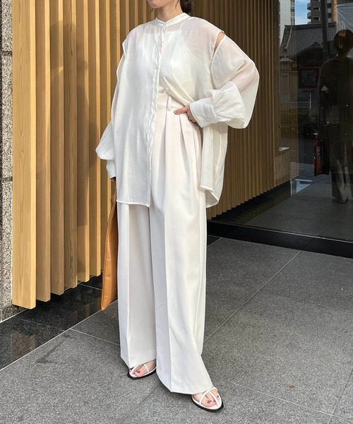 CAPRICIEUX LE'MAGE(カプリシューレマージュ)の「スリット開きシアーシャツ(シャツ/ブラウス・レディース・ベージュ/ホワイト系その他/ピンク/ブルー・FREE)」の9枚目の写真