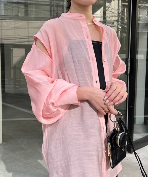 CAPRICIEUX LE'MAGE(カプリシューレマージュ)の「スリット開きシアーシャツ(シャツ/ブラウス・レディース・ベージュ/ホワイト系その他/ピンク/ブルー・FREE)」の18枚目の写真