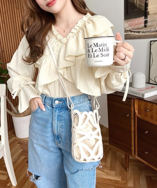 moment+（モーメントプラス）の「カットワークショルダーバッグ（ショルダーバッグ・レディース・キャメル/ブラック/アイボリー・FREE）」の16枚目の写真