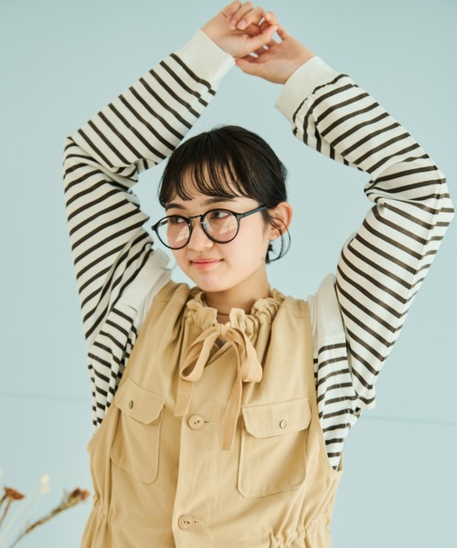 Crisp（クリスプ）の「2wayボーダーロングTシャツ（Tシャツ/カットソー・レディース・ピンク/グレー/ブラック・FREE）」の10枚目の写真