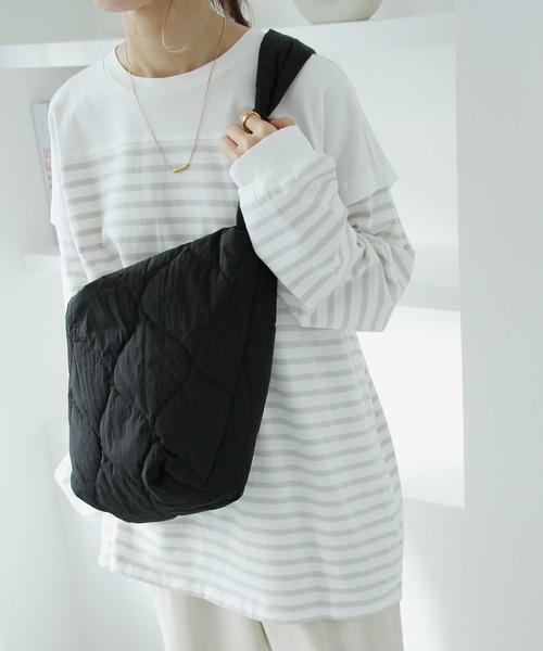 Crisp（クリスプ）の「2wayボーダーロングTシャツ（Tシャツ/カットソー・レディース・ピンク/グレー/ブラック・FREE）」の7枚目の写真