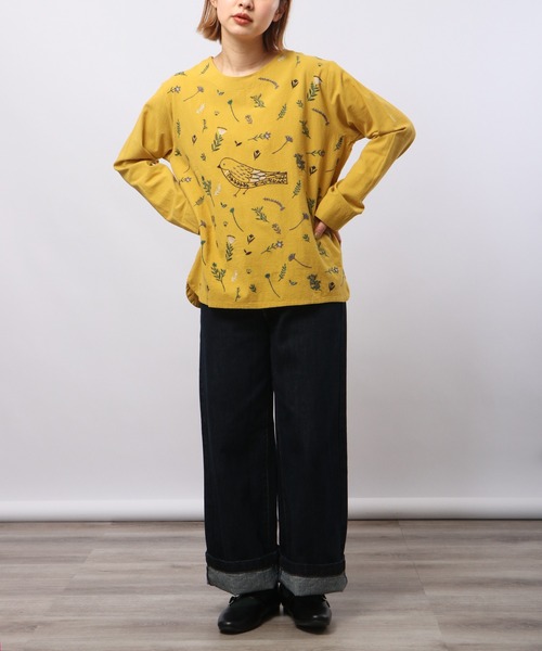 ブラウス シャツ EMAGO 鳥と植物刺繍ブラウス レディース Emago ブラウス シャツ EMAGO 鳥と植物刺繍ブラウス レディース