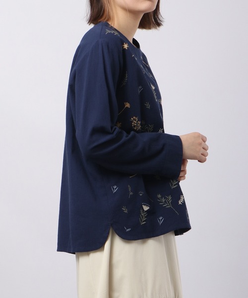 ブラウス シャツ EMAGO 鳥と植物刺繍ブラウス レディース Emago ブラウス シャツ EMAGO 鳥と植物刺繍ブラウス レディース