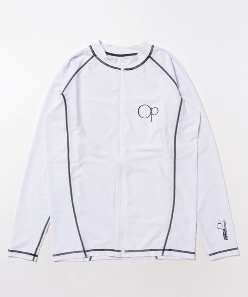 Ocean Pacific（オーシャンパシフィック）の「Ocean Pacific/オーシャンパシフィック スポーツウェア 水着 水陸両用 2WAY UVカット フルジップ フードなし 長袖 ラッシュガード（ラッシュガード・メンズ・ネイビー/ブラック/ホワイト・L/M/XL）」の2枚目の写真