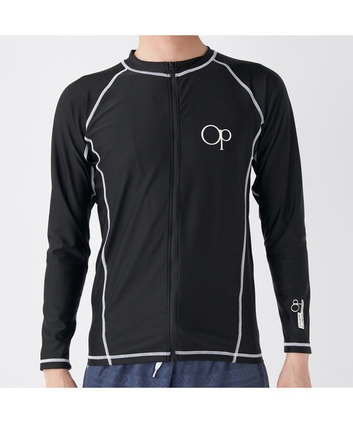 Ocean Pacific（オーシャンパシフィック）の「Ocean Pacific/オーシャンパシフィック スポーツウェア 水着 水陸両用 2WAY UVカット フルジップ フードなし 長袖 ラッシュガード（ラッシュガード・メンズ・ネイビー/ブラック/ホワイト・L/M/XL）」の5枚目の写真