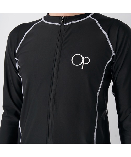 Ocean Pacific（オーシャンパシフィック）の「Ocean Pacific/オーシャンパシフィック スポーツウェア 水着 水陸両用 2WAY UVカット フルジップ フードなし 長袖 ラッシュガード（ラッシュガード・メンズ・ネイビー/ブラック/ホワイト・L/M/XL）」の8枚目の写真