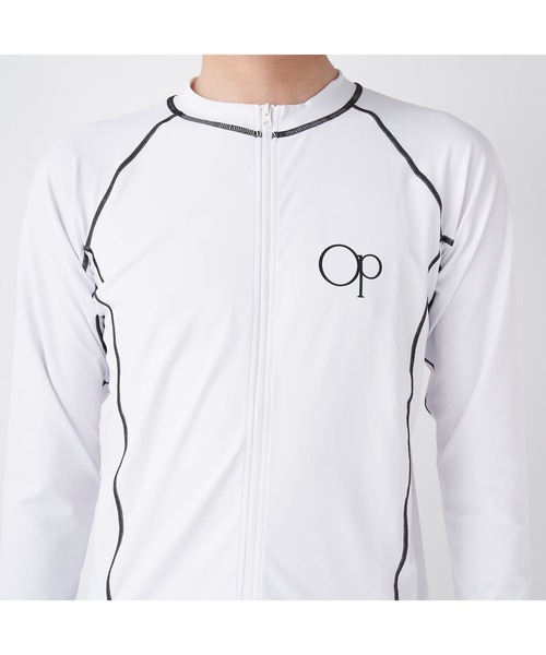 Ocean Pacific（オーシャンパシフィック）の「Ocean Pacific/オーシャンパシフィック スポーツウェア 水着 水陸両用 2WAY UVカット フルジップ フードなし 長袖 ラッシュガード（ラッシュガード・メンズ・ネイビー/ブラック/ホワイト・L/M/XL）」の16枚目の写真