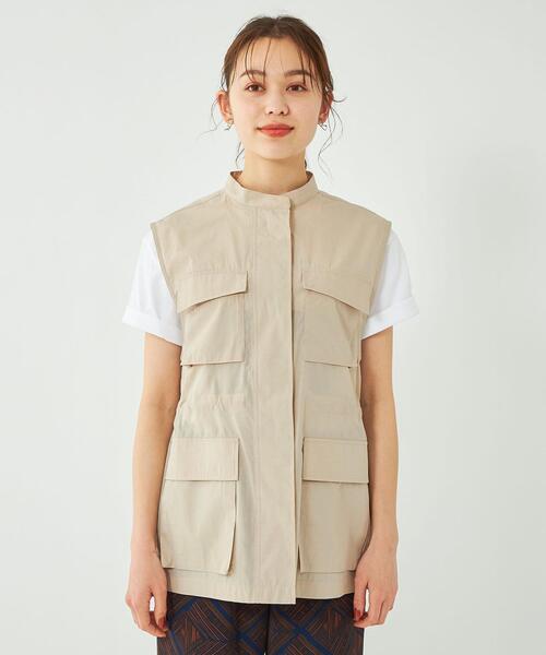 green label relaxing（グリーンレーベルリラクシング）の「スパンPE ライト サファリ シャツ（シャツ/ブラウス・レディース・オリーブ/ベージュ・FREE）」の3枚目の写真