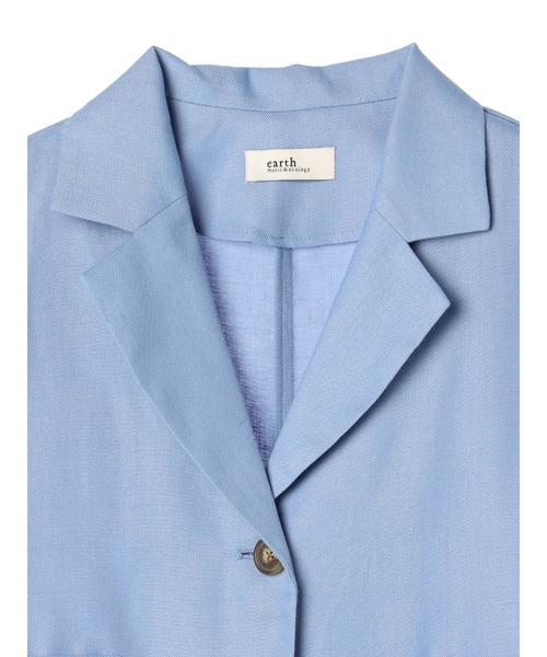 earth music&ecology（アースミュージックアンドエコロジー）の「リサイクルポリエステルブレンドショートシャツ（シャツ/ブラウス・レディース・サックスブルー/ブラック/ライトベージュ・FREE）」の6枚目の写真