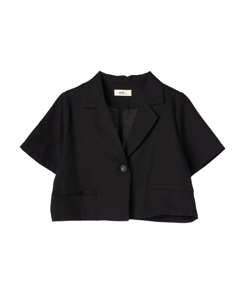 earth music&ecology（アースミュージックアンドエコロジー）の「リサイクルポリエステルブレンドショートシャツ（シャツ/ブラウス・レディース・サックスブルー/ブラック/ライトベージュ・FREE）」の7枚目の写真