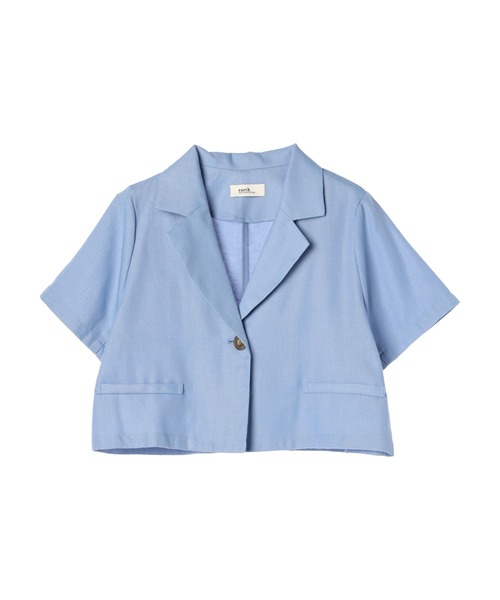 earth music&ecology（アースミュージックアンドエコロジー）の「リサイクルポリエステルブレンドショートシャツ（シャツ/ブラウス・レディース・サックスブルー/ブラック/ライトベージュ・FREE）」の5枚目の写真