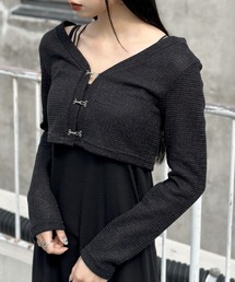 LVEU. | Hook design cropped sheer cardigan / ホックデザインクロップドシアーカーディガン(スウェット)