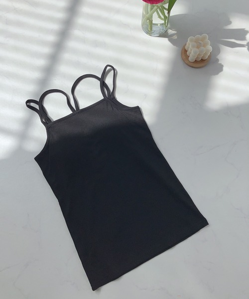 AS KNOW AS plus(アズノゥアズプラス)の「〇カップ付きフロントクロスキャミソール(キャミソール・レディース・ピンク/グリーン/オフホワイト/ブルー/ブラック/ネイビー系/ライトブルー/オレンジ・FREE)」の3枚目の写真