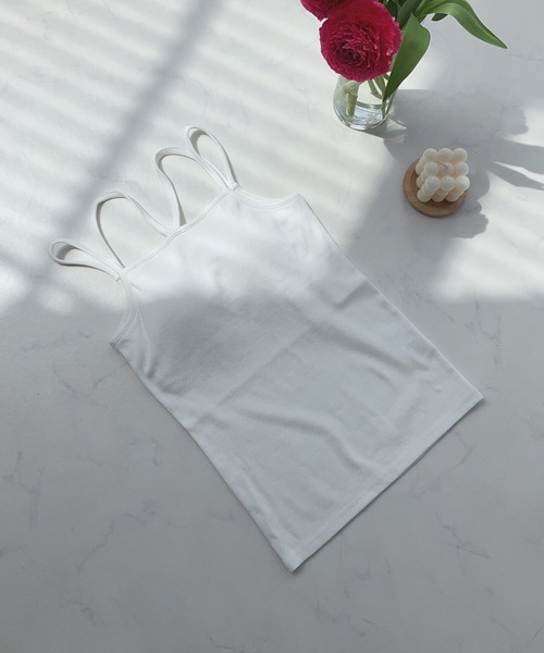 AS KNOW AS plus(アズノゥアズプラス)の「〇カップ付きフロントクロスキャミソール(キャミソール・レディース・ピンク/グリーン/オフホワイト/ブルー/ブラック/ネイビー系/ライトブルー/オレンジ・FREE)」の10枚目の写真