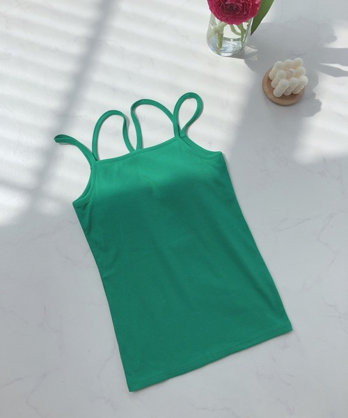 AS KNOW AS plus(アズノゥアズプラス)の「〇カップ付きフロントクロスキャミソール(キャミソール・レディース・ピンク/グリーン/オフホワイト/ブルー/ブラック/ネイビー系/ライトブルー/オレンジ・FREE)」の11枚目の写真