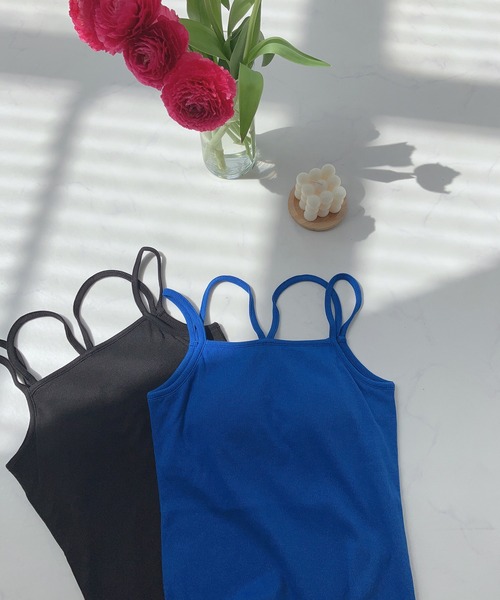 AS KNOW AS plus(アズノゥアズプラス)の「〇カップ付きフロントクロスキャミソール(キャミソール・レディース・ピンク/グリーン/オフホワイト/ブルー/ブラック/ネイビー系/ライトブルー/オレンジ・FREE)」の12枚目の写真