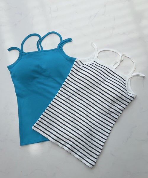 AS KNOW AS plus(アズノゥアズプラス)の「〇カップ付きフロントクロスキャミソール(キャミソール・レディース・ピンク/グリーン/オフホワイト/ブルー/ブラック/ネイビー系/ライトブルー/オレンジ・FREE)」の14枚目の写真