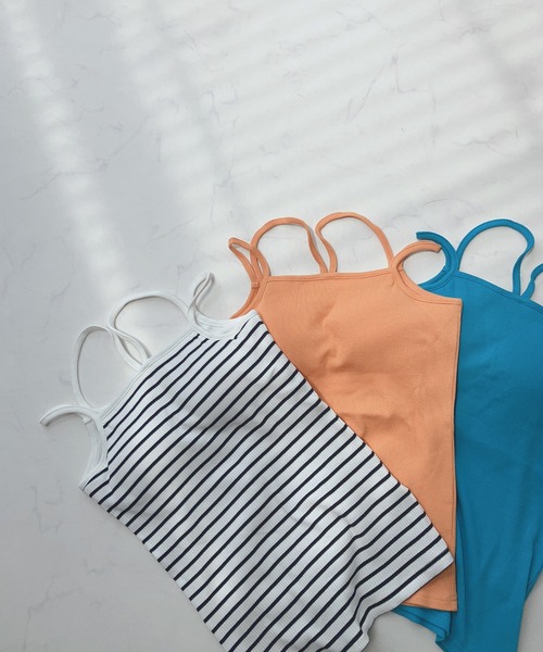 AS KNOW AS plus(アズノゥアズプラス)の「〇カップ付きフロントクロスキャミソール(キャミソール・レディース・ピンク/グリーン/オフホワイト/ブルー/ブラック/ネイビー系/ライトブルー/オレンジ・FREE)」の16枚目の写真