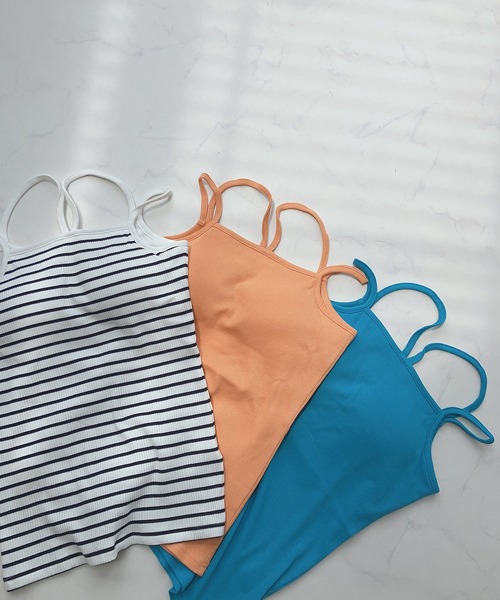 AS KNOW AS plus(アズノゥアズプラス)の「〇カップ付きフロントクロスキャミソール(キャミソール・レディース・ピンク/グリーン/オフホワイト/ブルー/ブラック/ネイビー系/ライトブルー/オレンジ・FREE)」の17枚目の写真