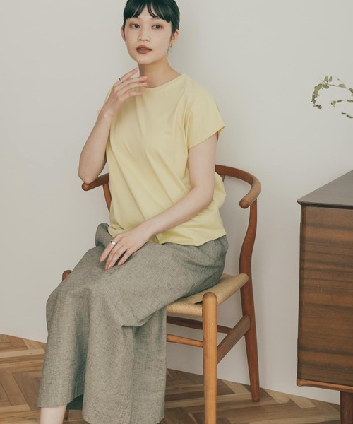 FORK&SPOON（フォークアンドスプーン）の「『イージーケア』『吸水速乾』『接触冷感』FORK&SPOON　ファンクションプレーティングTシャツ（Tシャツ/カットソー・レディース・イエロー/ホワイト/チャコールグレー・1）」の19枚目の写真