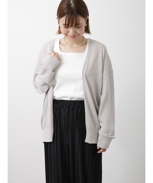 Lugnoncure（ルノンキュール）の「【UV加工】ミドル丈ショールカーディガン（カーディガン/ボレロ・レディース・グレー/ネイビー/ミント・ﾌﾘ-）」の10枚目の写真