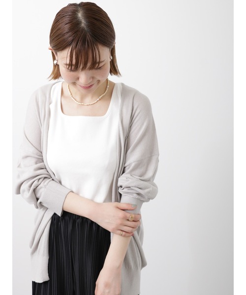 Lugnoncure（ルノンキュール）の「【UV加工】ミドル丈ショールカーディガン（カーディガン/ボレロ・レディース・グレー/ネイビー/ミント・ﾌﾘ-）」の12枚目の写真