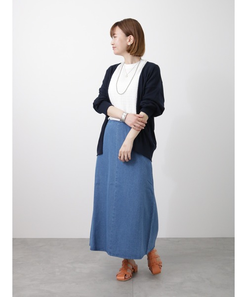 Lugnoncure（ルノンキュール）の「【UV加工】ミドル丈ショールカーディガン（カーディガン/ボレロ・レディース・グレー/ネイビー/ミント・ﾌﾘ-）」の14枚目の写真