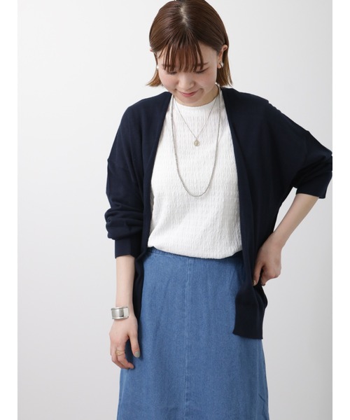 Lugnoncure（ルノンキュール）の「【UV加工】ミドル丈ショールカーディガン（カーディガン/ボレロ・レディース・グレー/ネイビー/ミント・ﾌﾘ-）」の15枚目の写真