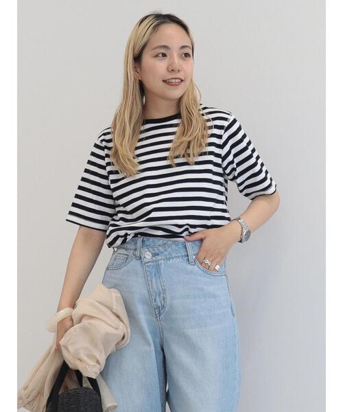 レア⁂ジョンリンクス⁂ワンショルダーカットソー　プルオーバー　ボーダー　Mサイズ AMERICAN HOLIC（アメリカンホリック）の「5分袖ボーダーカットプル