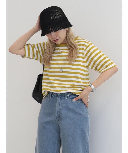 AMERICAN HOLIC（アメリカンホリック）の「5分袖ボーダーカットプルオーバー1（Tシャツ/カットソー・レディース・ブルー/グリーン/パープル/ブラック/イエロー・M/L）」の12枚目の写真