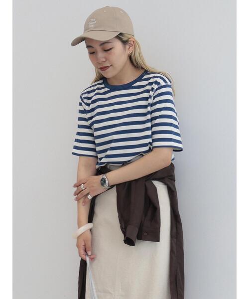 AMERICAN HOLIC（アメリカンホリック）の「5分袖ボーダーカットプルオーバー1（Tシャツ/カットソー・レディース・ブルー/グリーン/パープル/ブラック/イエロー・M/L）」の14枚目の写真