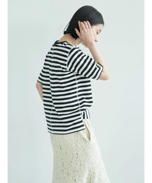 AMERICAN HOLIC（アメリカンホリック）の「5分袖ボーダーカットプルオーバー1（Tシャツ/カットソー・レディース・ブルー/グリーン/パープル/ブラック/イエロー・M/L）」の19枚目の写真