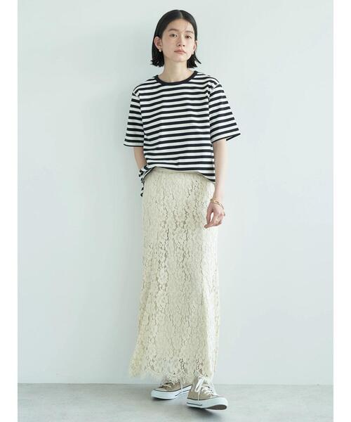 AMERICAN HOLIC（アメリカンホリック）の「5分袖ボーダーカットプルオーバー1（Tシャツ/カットソー・レディース・ブルー/グリーン/パープル/ブラック/イエロー・M/L）」の21枚目の写真