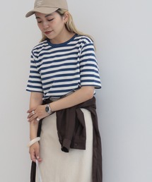 AMERICAN HOLIC | 5分袖ボーダーカットプルオーバー1(Tシャツ/カットソー)