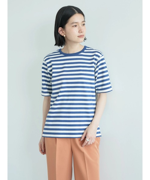 セール】ボートネックボーダーカットプルオーバー（Tシャツ
